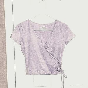 Hollister Lavender Baby Tee l Criss Cross Side Cinch